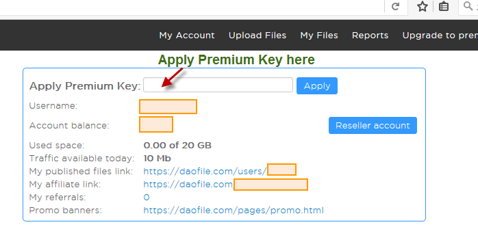 Activate Daofile Premium key